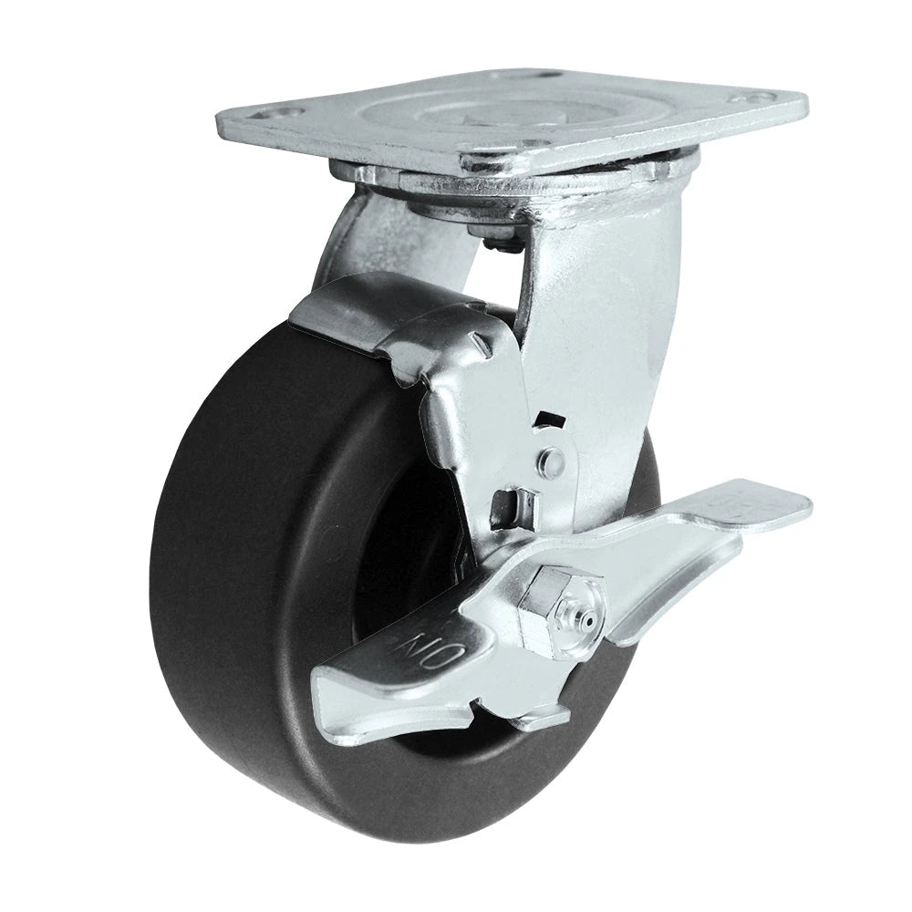 Durastar Medium Heavy Duty 30 Series - 5" x 2" HD Polyolefin Swivel Caster - 900 lb Capacity, 4 x 4-1/2 Top Plate | Choose Bearing Options Durastar