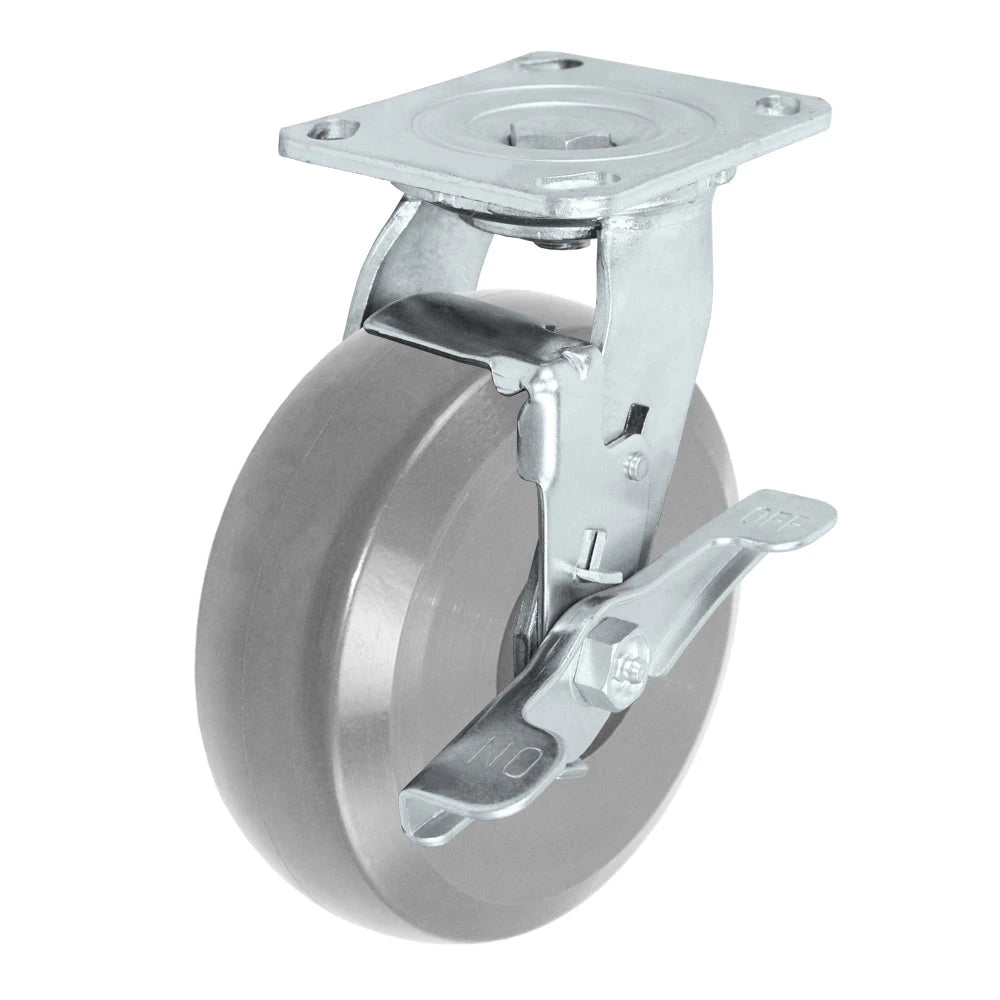 Durastar Medium Heavy Duty 30 Series - 5" x 2" HD Solid Polyurethane on Glass-filled Nylon Swivel Caster - 1250 lb Capacity, 4 x 4-1/2 Top Plate | Choose Bearing Options Durastar