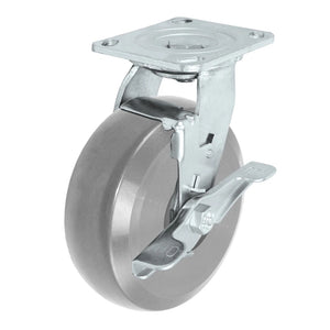 Durastar Medium Heavy Duty 30 Series - 5" x 2" HD Solid Polyurethane on Glass-filled Nylon Swivel Caster - 1250 lb Capacity, 4 x 4-1/2 Top Plate | Choose Bearing Options Durastar