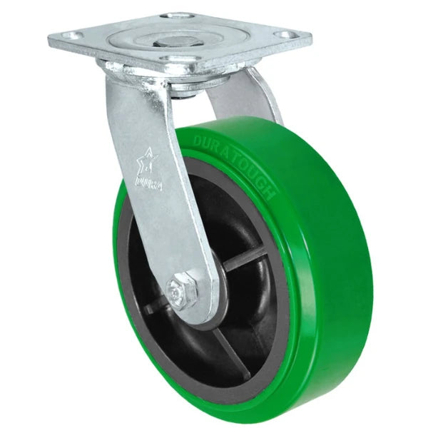 Durastar Medium Heavy Duty 30 Series - 5" x 2" Polyurethane on Glass-filled Nylon Swivel Caster - 1000 lb Capacity, 4 x 4-1/2 Top Plate | Choose Bearing Options Durastar