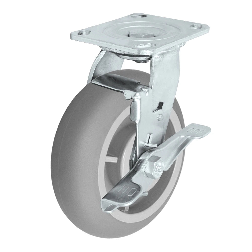 Durastar Medium Heavy Duty 30 Series - 6" x 2" Donut Thermoplastic Rubber Swivel Caster - 500 lb Capacity, 4 x 4-1/2 Top Plate | Choose Bearing Options Durastar