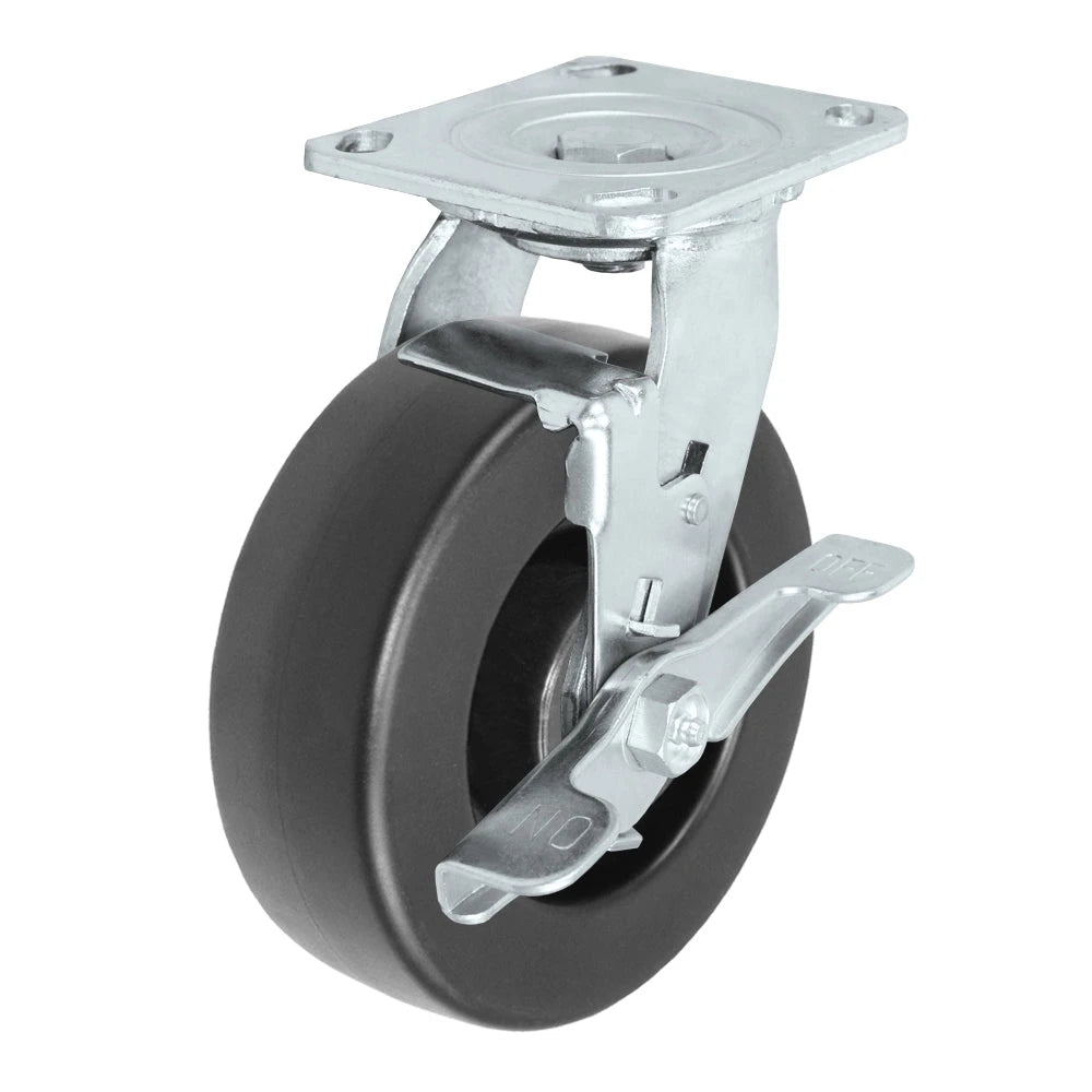 Durastar Medium Heavy Duty 30 Series - 6" x 2" HD Polyolefin Swivel Caster - 1000 lb Capacity, 4 x 4-1/2 Top Plate | Choose Bearing Options Durastar