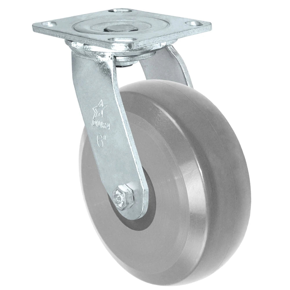Durastar Medium Heavy Duty 30 Series - 6" x 2" HD Solid Polyurethane on Glass-filled Nylon Swivel Caster - 1250 lb Capacity, 4 x 4-1/2 Top Plate Durastar