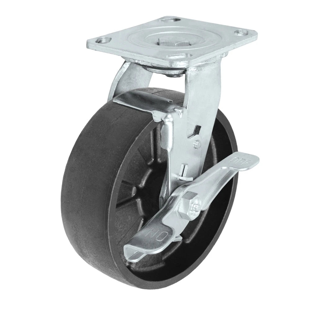 Durastar Medium Heavy Duty 30 Series - 6" x 2" Glass-filled Nylon Swivel Caster - 1200 lb Capacity, 4 x 4-1/2 Top Plate | Choose Bearing Options Durastar