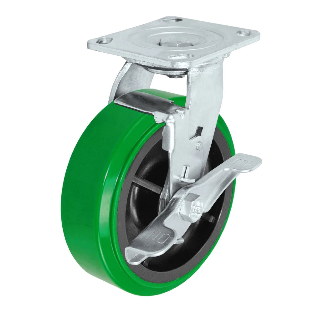 Durastar Medium Heavy Duty 30 Series - 6" x 2" Polyurethane on Glass-filled Nylon Swivel Caster - 1200 lb Capacity, 4 x 4-1/2 Top Plate | Choose Bearing Options Durastar