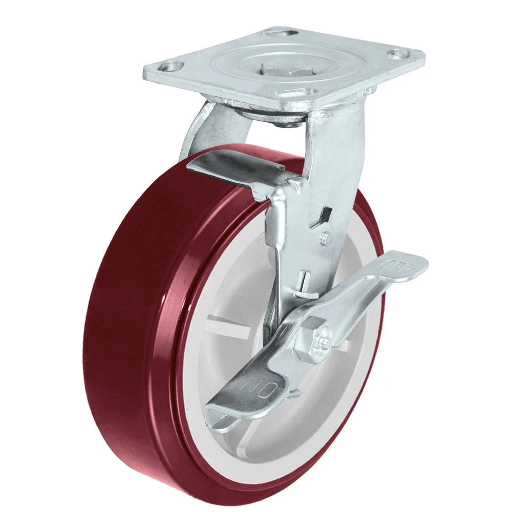 Durastar Medium Heavy Duty 30 Series - 6" x 2" Duratough Polyurethane on Polyolefin Swivel Caster - 900 lb Capacity, 4 x 4-1/2 Top Plate | Choose Bearing Options Durastar