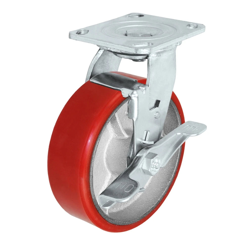 Durastar Medium Heavy Duty 30 Series - 6" x 2" Polyurethane on Steel Swivel Caster - 1200 lb Capacity, 4 x 4-1/2 Top Plate | Choose Bearing Options Durastar