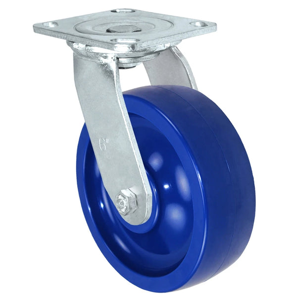 Durastar Medium Heavy Duty 30 Series - 6" x 2" Solid Polyurethane Swivel Caster - 1200 lb Capacity, 4 x 4-1/2 Top Plate | Choose Bearing Options Durastar