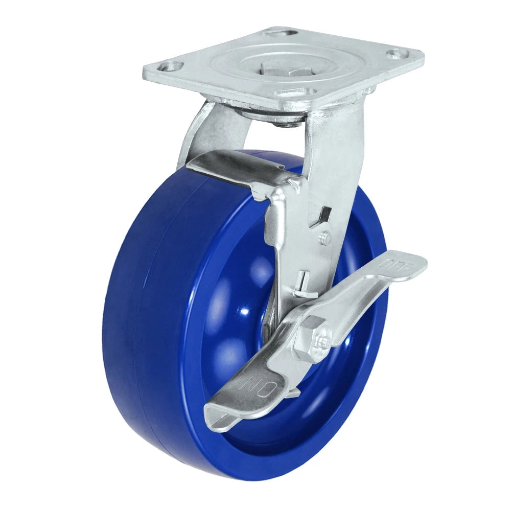 Durastar Medium Heavy Duty 30 Series - 6" x 2" Solid Polyurethane Swivel Caster - 1200 lb Capacity, 4 x 4-1/2 Top Plate | Choose Bearing Options Durastar
