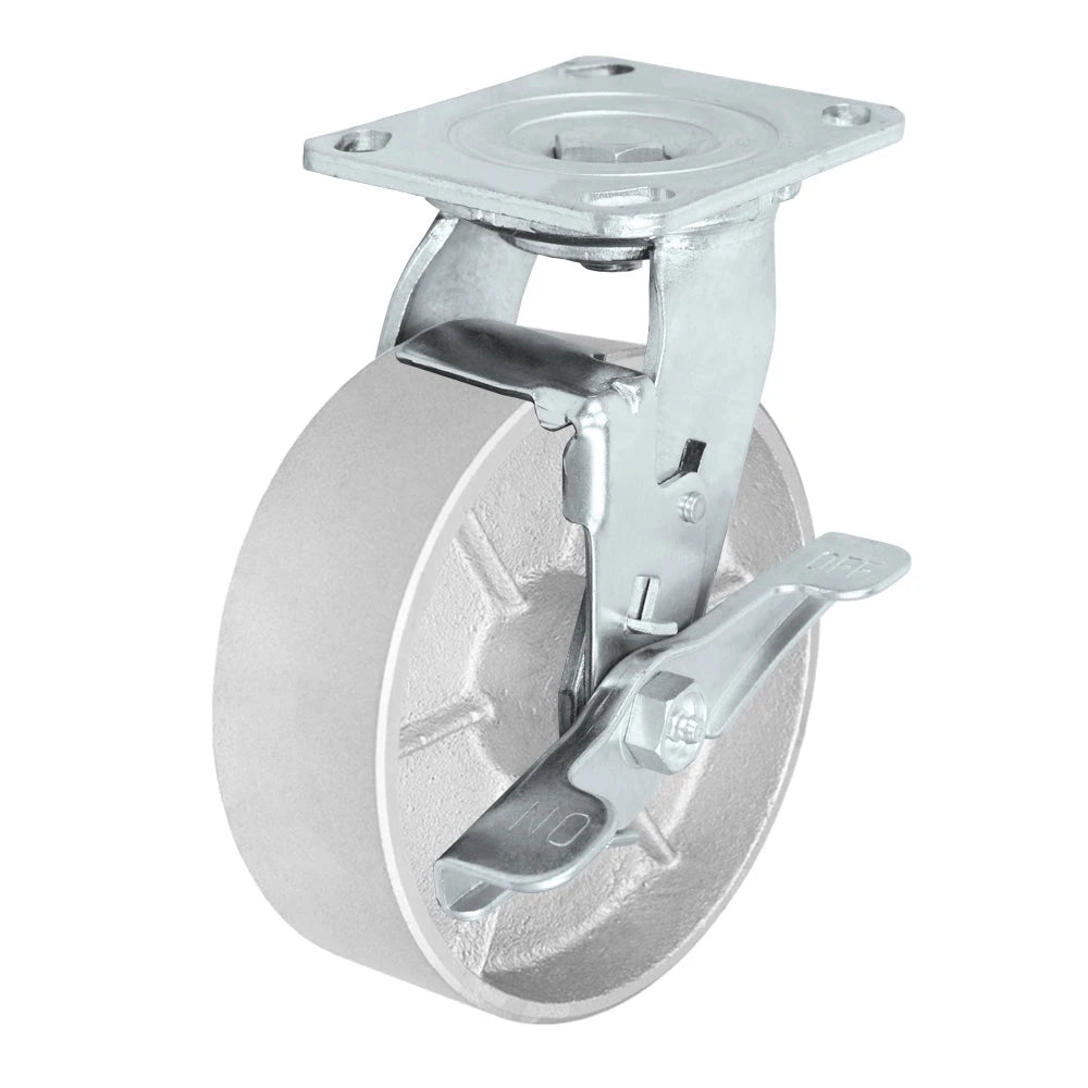 Durastar Medium Heavy Duty 30 Series - 6" x 2" Semi-Steel Swivel Caster - 1200 lb Capacity, 4 x 4-1/2 Top Plate | Choose Bearing Options Durastar