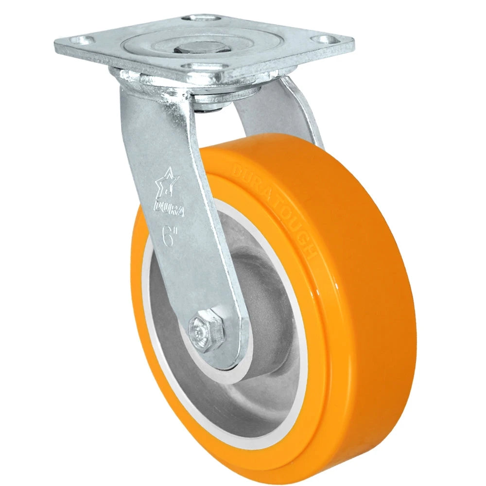 Durastar Medium Heavy Duty 30 Series - 6" x 2" Sirius HD Polyurethane on Aluminum Swivel Caster - 1250 lb Capacity, 4 x 4-1/2 Top Plate Durastar