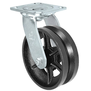 6" x 2" V-Groove Steel Swivel Caster – 1200 lb