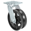Durastar Medium Heavy Duty 30 Series - 6" x 2" V-Groove Steel Swivel Caster - 1200 lb Capacity, 4 x 4-1/2 Top Plate | Choose Bearing Options Durastar