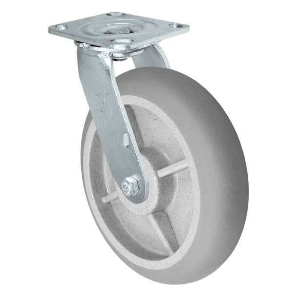 Durastar Medium Heavy Duty 30 Series - 8" x 2" Donut Thermoplastic Rubber Swivel Caster - 600 lb Capacity, 4 x 4-1/2 Top Plate | Choose Bearing Options Durastar