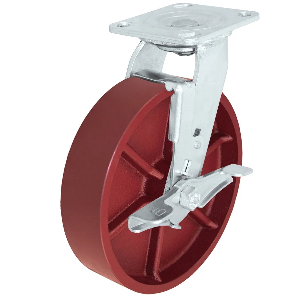 Durastar Medium Heavy Duty 30 Series - 8" x 2" Ductile Steel Swivel Caster - 1250 lb Capacity, 4 x 4-1/2 Top Plate | Choose Bearing Options Durastar