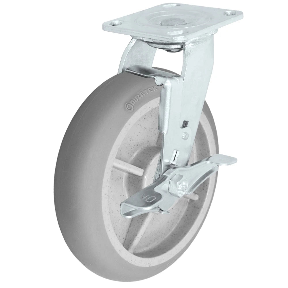 Durastar Medium Heavy Duty 30 Series - 8" x 2" Duratek Donut High Tech Rubber Swivel Caster - 675 lb Capacity, 4 x 4-1/2 Top Plate | Choose Bearing Options Durastar