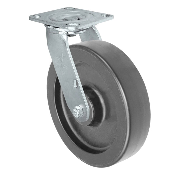 Durastar Medium Heavy Duty 30 Series - 8" x 2" HD Polyolefin Swivel Caster - 1200 lb Capacity, 4 x 4-1/2 Top Plate | Choose Bearing Options Durastar
