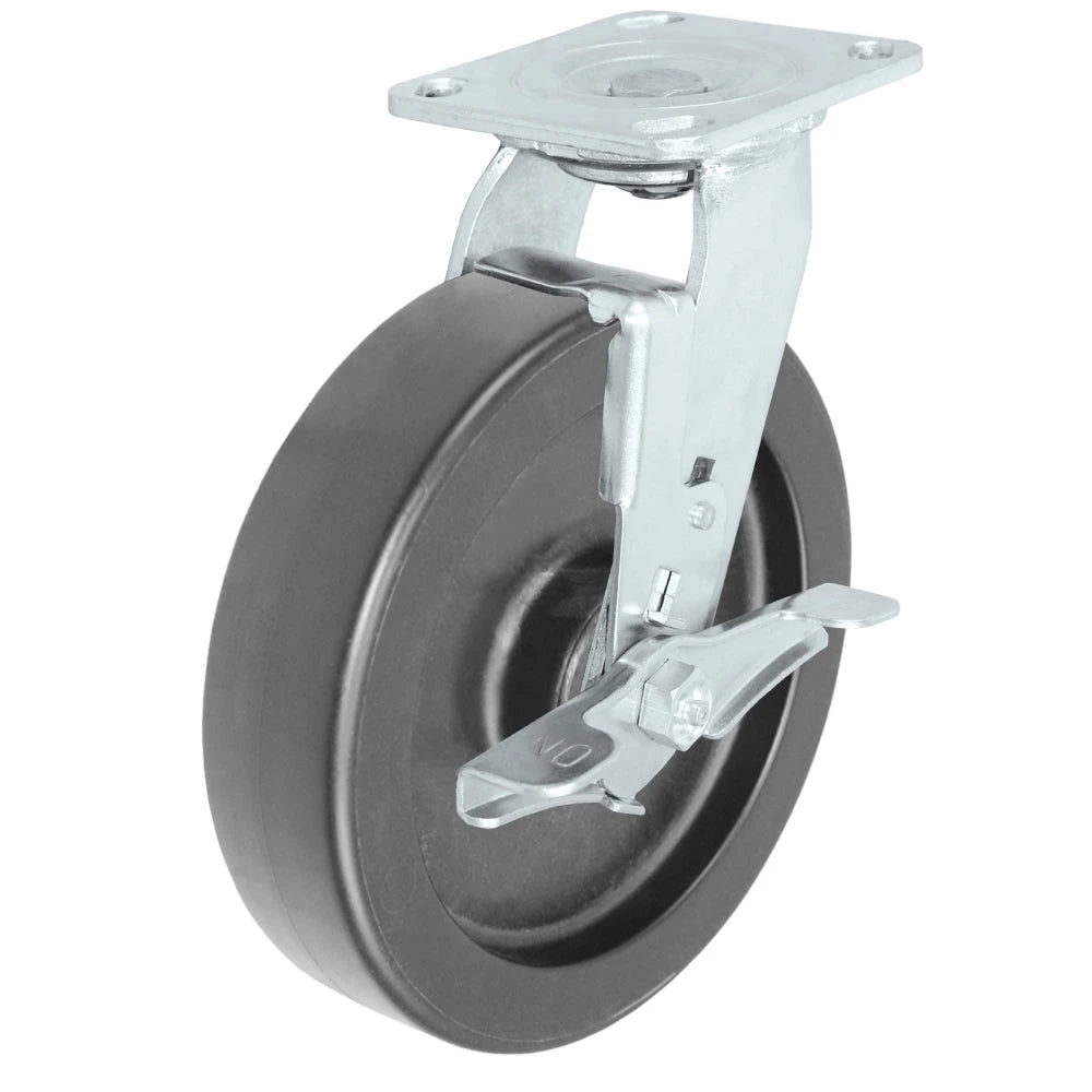 Durastar Medium Heavy Duty 30 Series - 8" x 2" HD Polyolefin Swivel Caster - 1200 lb Capacity, 4 x 4-1/2 Top Plate | Choose Bearing Options Durastar