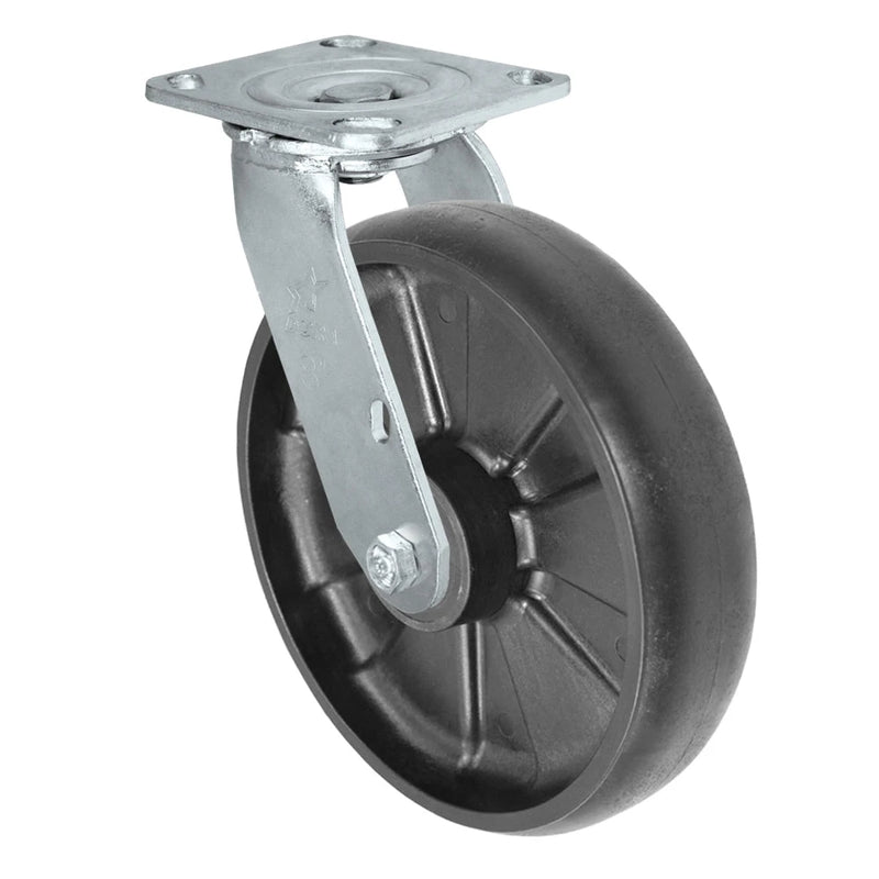 Durastar Medium Heavy Duty 30 Series - 8" x 2" Glass-filled Nylon Swivel Caster - 1250 lb Capacity, 4 x 4-1/2 Top Plate | Choose Bearing Options Durastar