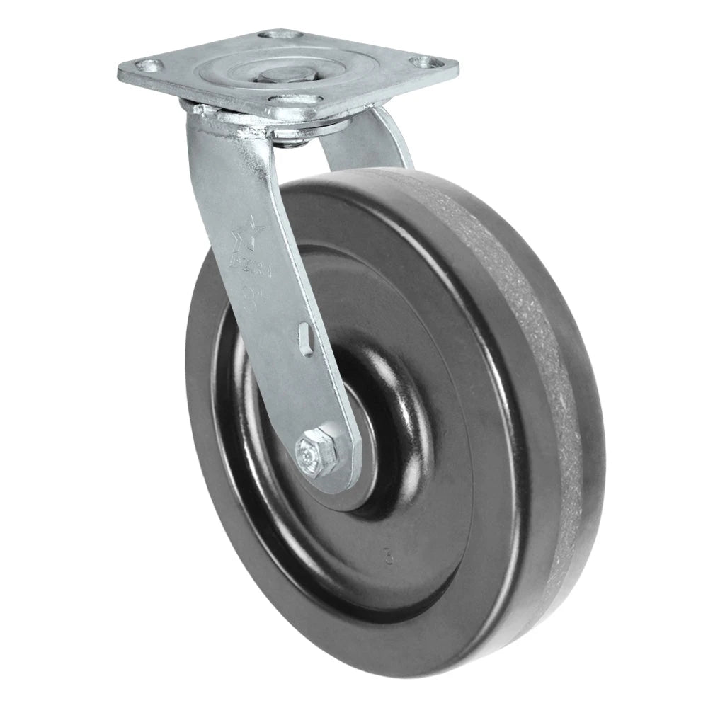 Durastar Medium Heavy Duty 30 Series - 8" x 2" Phenolic Swivel Caster - 1250 lb Capacity, 4 x 4-1/2 Top Plate | Choose Bearing Options Durastar