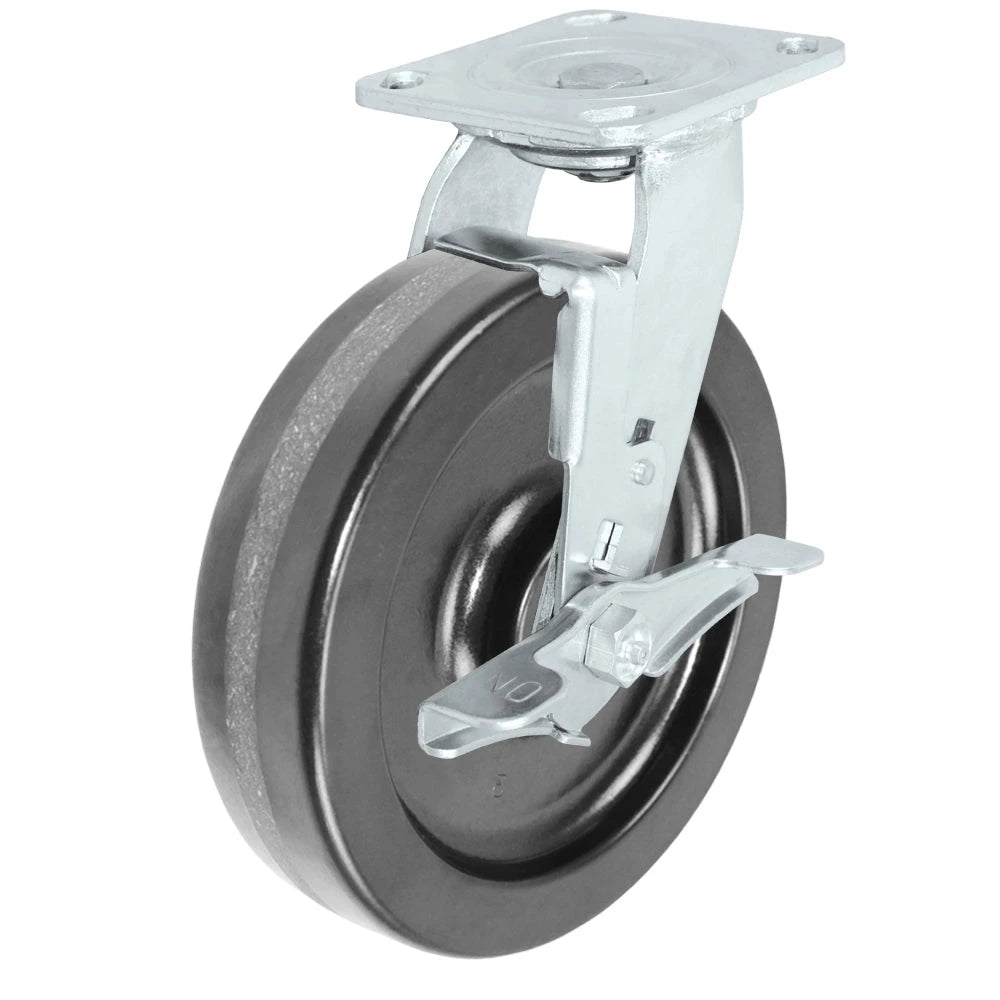 Durastar Medium Heavy Duty 30 Series - 8" x 2" Phenolic Swivel Caster - 1250 lb Capacity, 4 x 4-1/2 Top Plate | Choose Bearing Options Durastar