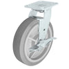Durastar Medium Heavy Duty 30 Series - 8" x 2" Duratek High Tech Rubber Swivel Caster - 675 lb Capacity, 4 x 4-1/2 Top Plate | Choose Bearing Options Durastar
