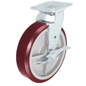 Durastar Medium Heavy Duty 30 Series - 8" x 2" Duratough Polyurethane on Polyolefin Swivel Caster - 1000 lb Capacity, 4 x 4-1/2 Top Plate | Choose Bearing Options Durastar