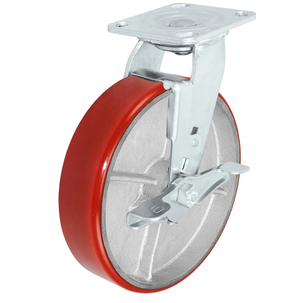 Durastar Medium Heavy Duty 30 Series - 8" x 2" Polyurethane on Steel Swivel Caster - 1250 lb Capacity, 4 x 4-1/2 Top Plate | Choose Bearing Options Durastar