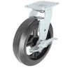 Durastar Medium Heavy Duty 30 Series - 8" x 2" Rubber on Steel Swivel Caster - 600 lb Capacity, 4 x 4-1/2 Top Plate | Choose Bearing Options Durastar