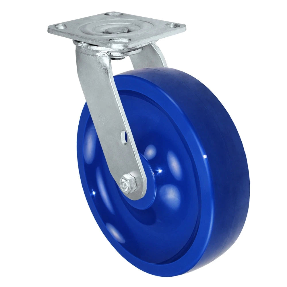 Durastar Medium Heavy Duty 30 Series - 8" x 2" Solid Polyurethane Swivel Caster - 1250 lb Capacity, 4 x 4-1/2 Top Plate | Choose Bearing Options Durastar