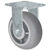 4" x 2" Crowned Thermo Plastic Rubber Wheel - Rigid Caster - 4" x 4-1/2" Plate Size - 300 lbs Capacity CasterHQ