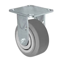 5" x 2" Rigid Caster | Flat Tread Thermo Plastic Rubber Wheel | 4" x 4-1/2" Plate Size | 500 lbs Capacity CasterHQ
