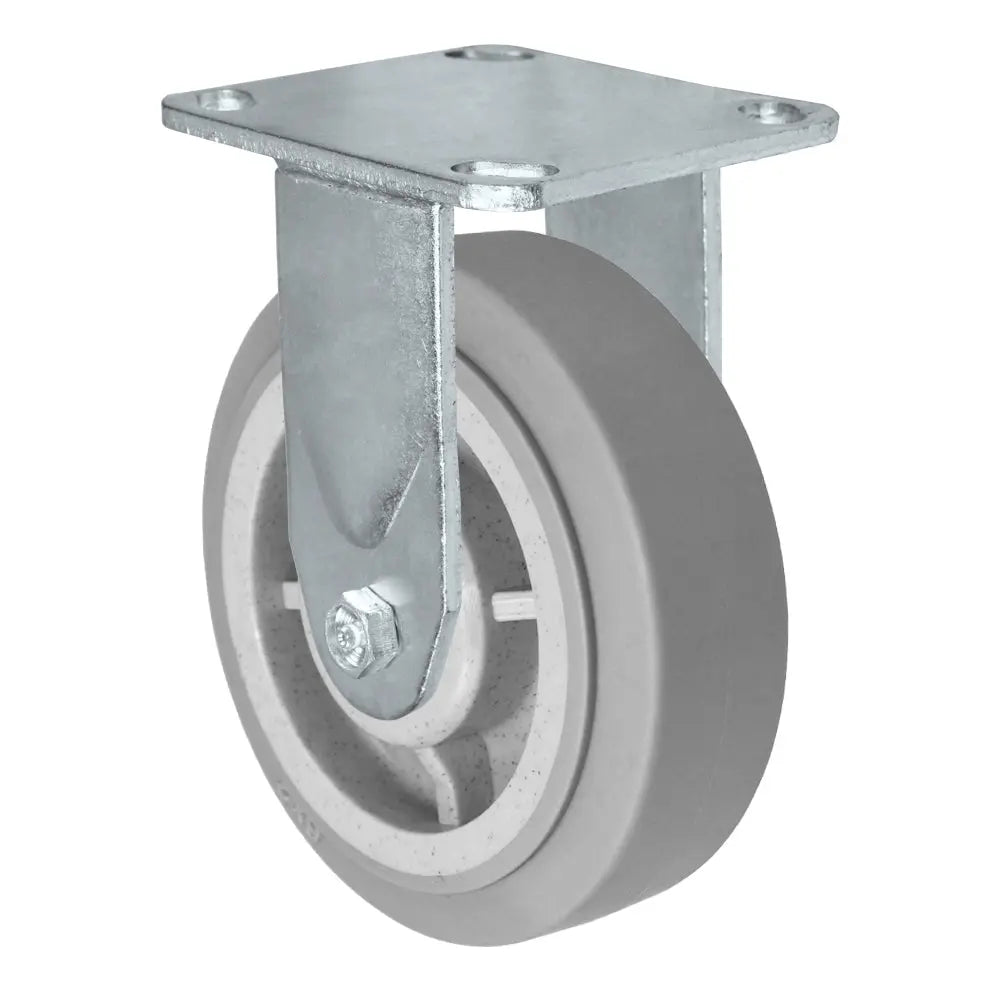 6" x 2" Rigid Flat Tread Thermo Plastic Rubber Wheel | Rigid Caster | 4" x 4-1/2" Plate Size | 600 lbs Capacity -  | CasterHQ