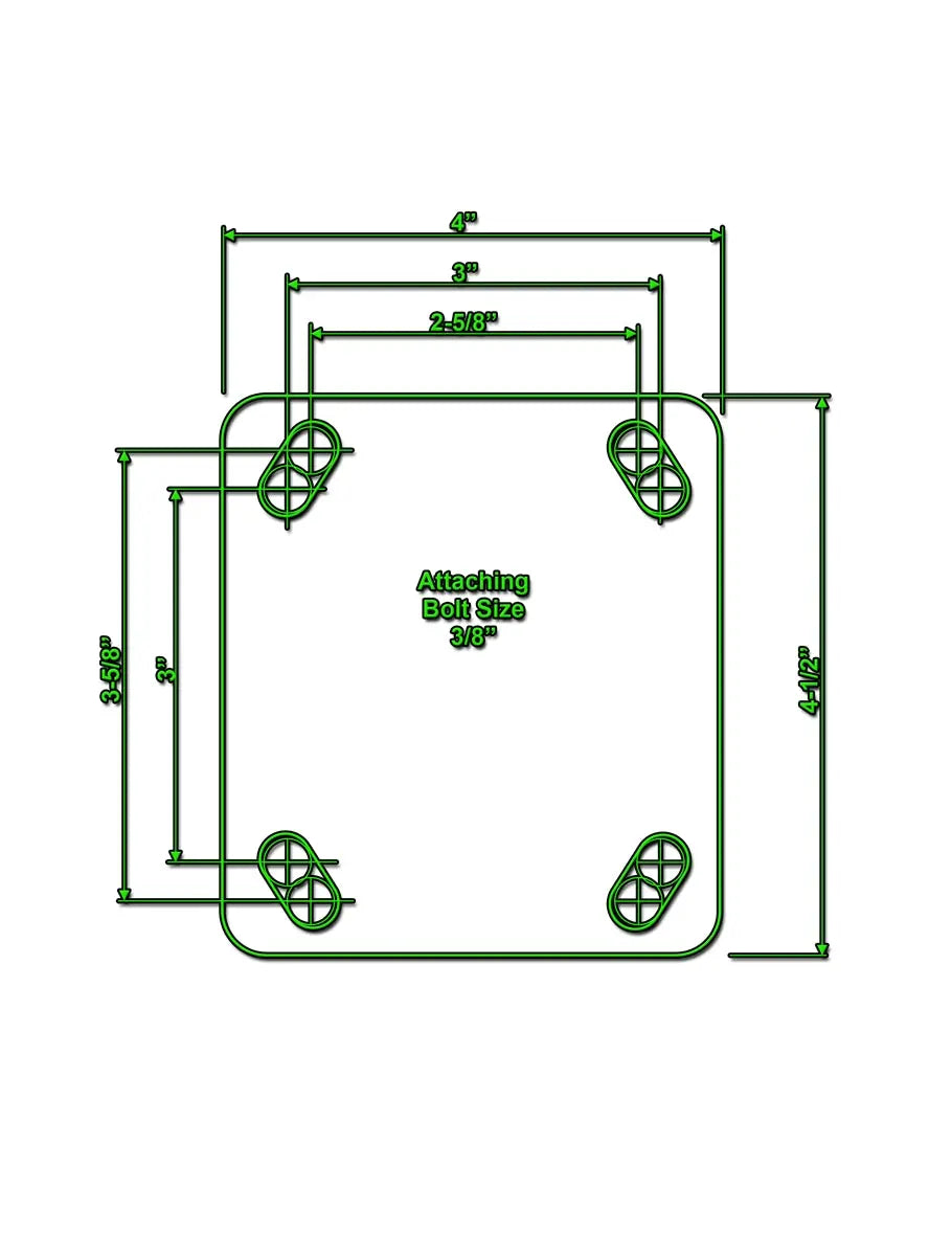 8" x 2" Rigid Caster | Flat Tread Thermo Plastic Rubber Wheel | 4" x 4-1/2" Plate Size | 600 lbs Capacity -  | CasterHQ