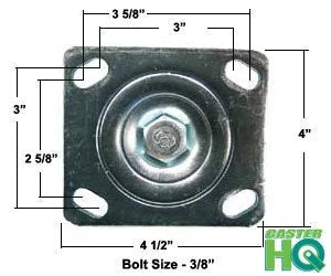 5" x 2" Crowned Thermo Plastic Rubber Wheel - Swivel Caster - 4" x 4-1/2" Plate Size - 500 lbs Capacity CasterHQ