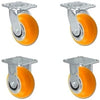 5" x 2" Sirius HD Donut Polyurethane on Aluminum Wheel - 2 Swivel Casters & 2 Fixed Casters - Plate Size: 4" x 4-1/2" - Capacity: 4,800 lbs CasterHQ