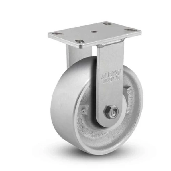 6x3 Heavy-Duty Kingpinless Rigid Caster with Cast Iron Wheel, 2800 lb Load Capacity Albion-Casters