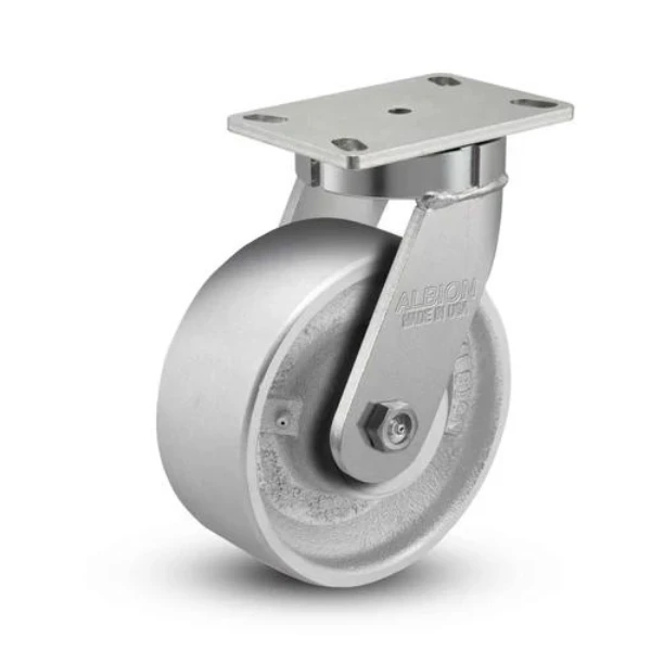 6x3 Heavy-Duty Kingpinless Swivel Caster with Cast Iron Wheel, 2800 lb Load Capacity Albion-Casters