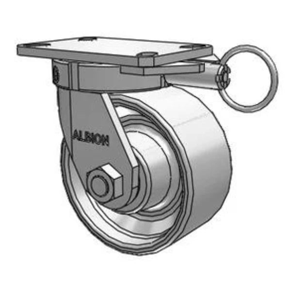 Kingpinless 6"x3" Cast Iron Wheel Caster with Swivel Lock - 2800 lb Load Capacity Albion-Casters