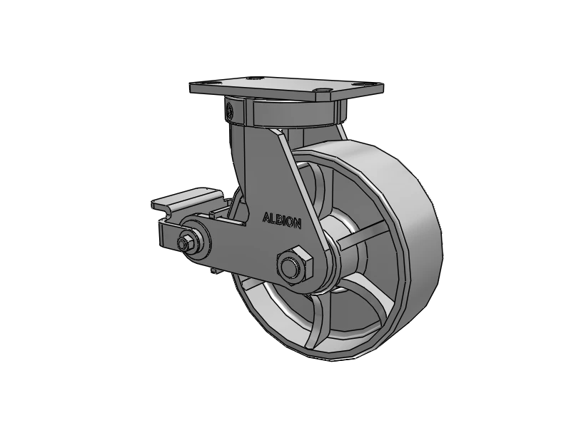 Albion Casters Value Kingpinless 10" x 3" Cast Iron Wheel Caster with 6.25" x 4.5" Plate - Heavy-Duty Industrial Caster for High Load Capacity and Durability Albion-Casters