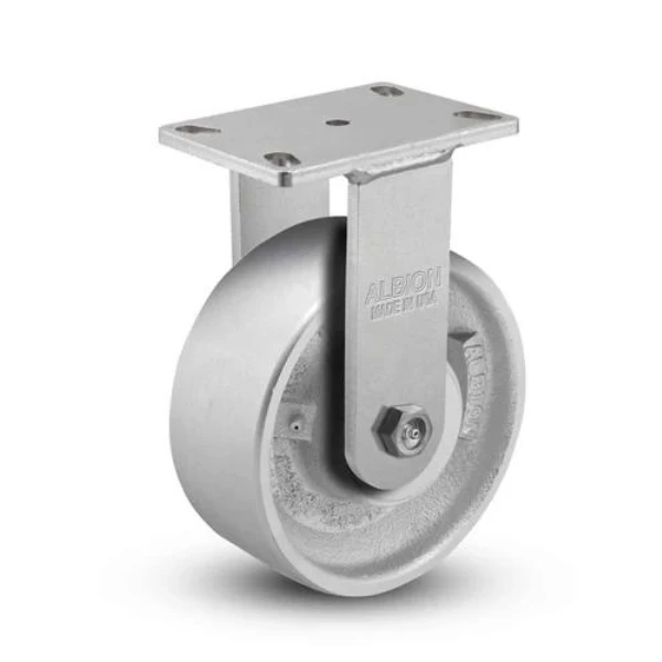 10"x3" Heavy-Duty Kingpinless Rigid Caster with Cast Iron Wheel, 2800 lb Load Capacity Albion-Casters