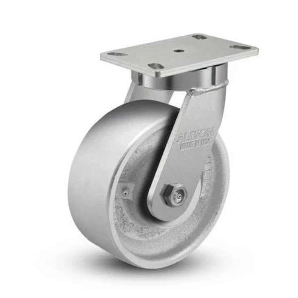 10"x3" Heavy-Duty Kingpinless Swivel Caster with Cast Iron Wheel, 2800 lb Load Capacity Albion-Casters