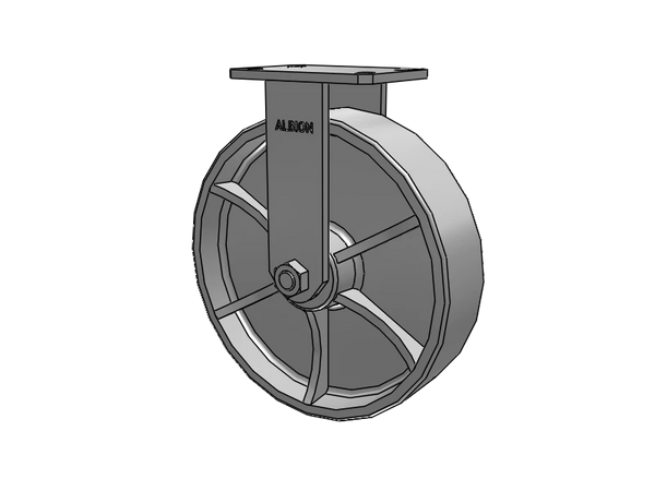 Albion Casters Kingpinless Caster – 12" x 3" Cast Iron Wheel, Rigid with 6.25" x 4.5" Plate – Heavy-Duty USA-Rig Model 310CA12501R Albion-Casters