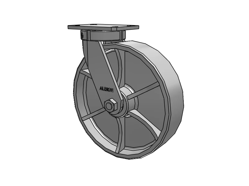 Albion Casters Kingpinless USA-Rig 12" x 3" Cast Iron Wheel Caster with 6.25" x 4.5" Plate - Heavy-Duty Industrial Caster for Enhanced Durability and Performance Albion-Casters