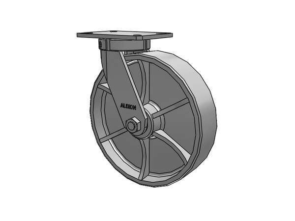 Albion Casters Kingpinless Caster - 12 Inch x 3 Inch Cast Iron Wheel with 7.25 Inch x 5.25 Inch Plate - Heavy-Duty USA-Rig Caster for Industrial Use - Model 310CA12501SPATP Albion-Casters