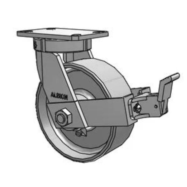 Kingpinless 8"x3" Forged Steel Wheel Caster with Face Brake, 4100 lb Capacity Albion-Casters