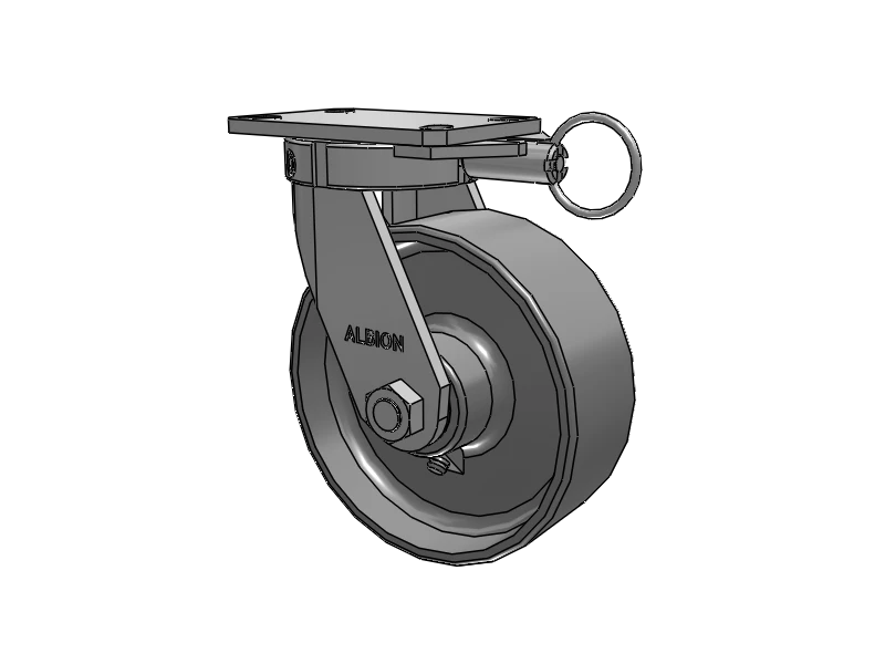 Albion Casters Kingpinless 8" x 3" Forged Steel Wheel Caster with Swivel Lock - Heavy-Duty USA-rig 6.25" x 4.5" Plate, Model 310FS08501SL Albion-Casters
