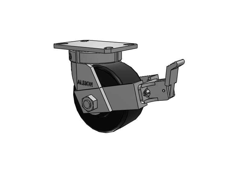 Albion Casters Kingpinless USA-rig 6"x3" Trionix Nylon Caster with Face Brake and 6.25"x4.5" Plate - Heavy-Duty Industrial Caster for Superior Durability and Control Albion-Casters