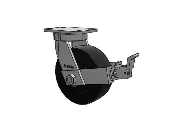 Albion Casters Kingpinless 8" x 3" Trionix Nylon Caster with Face Brake & 6.25" x 4.5" Plate - Heavy-Duty USA-Rig Caster for Industrial Equipment Albion-Casters