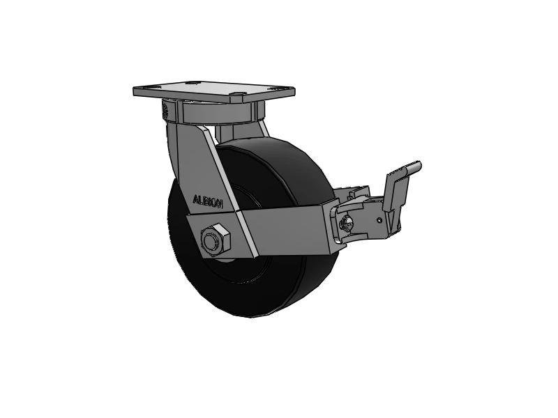 Albion Casters Kingpinless 8" x 3" Trionix Nylon Caster with Face Brake & 6.25" x 4.5" Plate - Heavy-Duty USA-Rig Caster for Industrial Equipment Albion-Casters